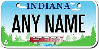 TEAMLOGO Personalized Indiana Souvenir License Plate - Sizes for Kid's Bikes, Cars, Trucks, Cart, Key Rings Version 3 (3" X 6" Aluminum)