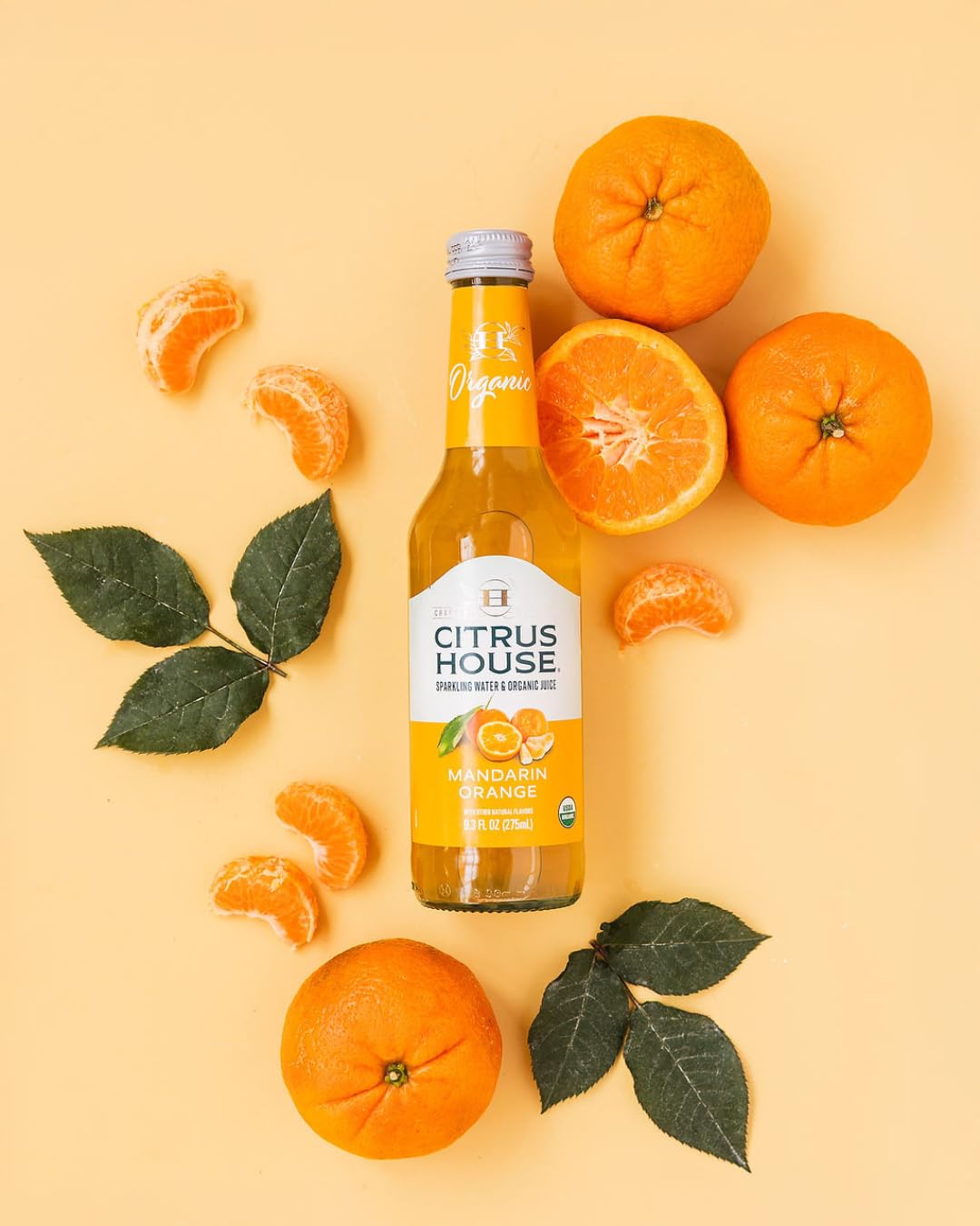 Citrus House Organic Sparkling Juice, Mandarin Orange, Modern Italian Soda, No Added Sugar, No Preservatives, 9.3 Fl Oz Glass Bottle (Pack of 12)