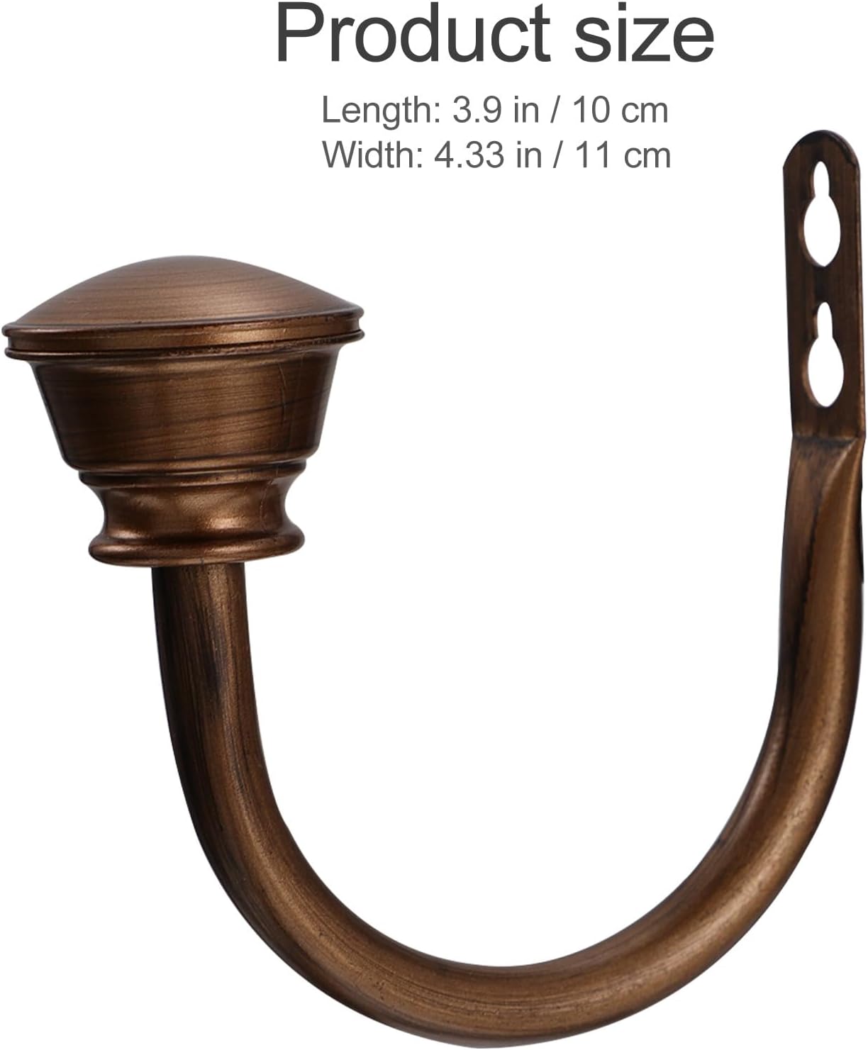 SECFOU U-Shape Curtain Tiebacks and Drapery Hooks 11mm Copper Finish Iron Holdbacks for Wall-Mounted Window Curtain Holders Home Decor Hardware