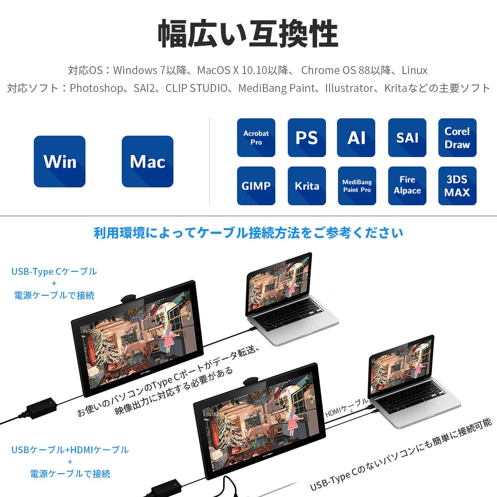 Amazon.co.jp: XPPen 液タブ 21.5インチ 液晶タブレット 大画面 IPS 