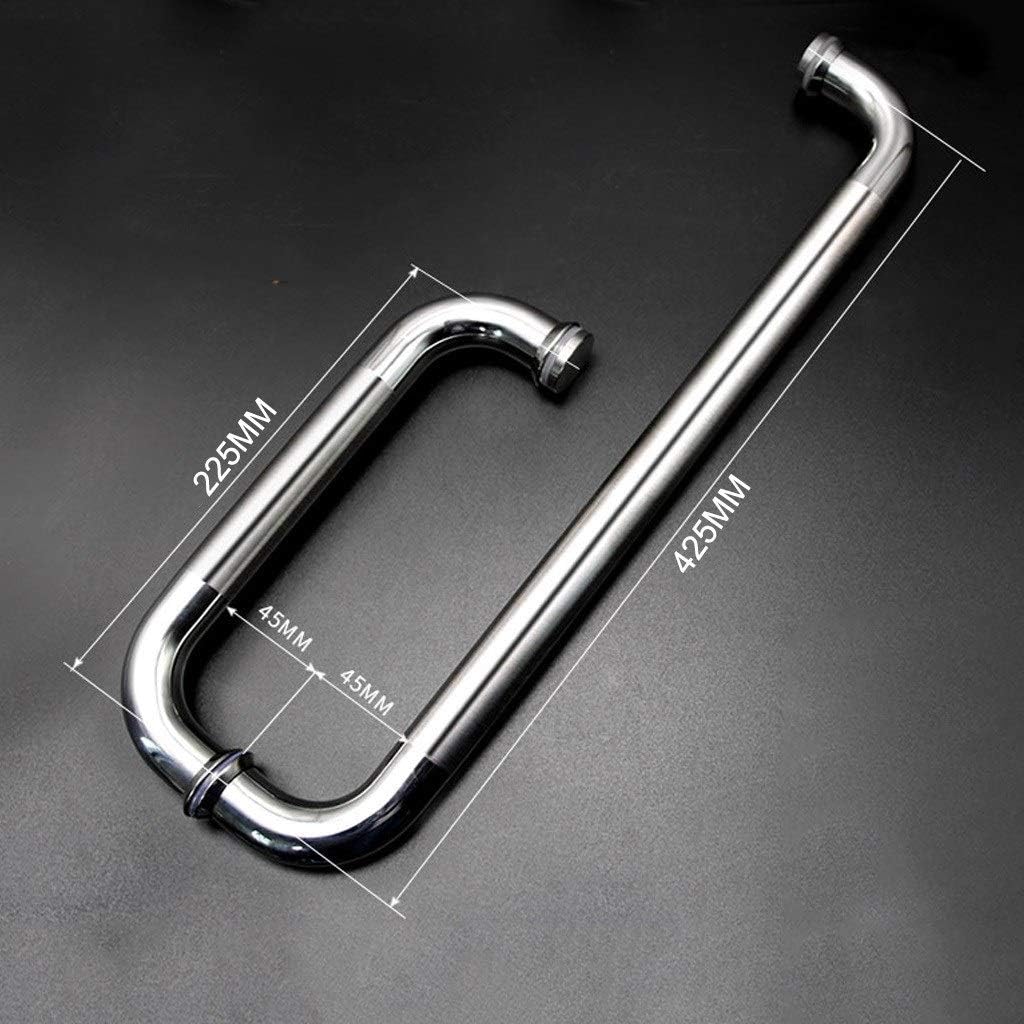 Replacement Shower Door Handles Sets - Glass Door-Knobs Push and Pull Handle Hardware Parts for Sliding Shower Enclosure Kitchen Bathroom, Chrome Stainless Steel (Size : 225mm+425mm)