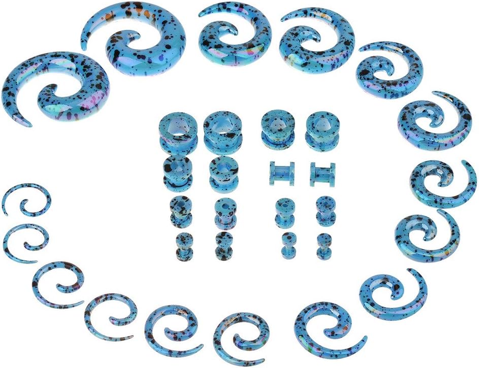 IPINK Gauges Kit Glitter Spiral Tapers and Plugs 14G-00G Stretching Kit - 32 Pieces