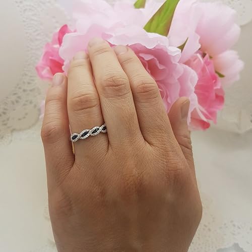 Miniatura 4 de Dazzlingrock Collection Anillo de boda de aniversario con piedras preciosas redondas y diamantes blancos para mujer (color diamante blanco I-J,