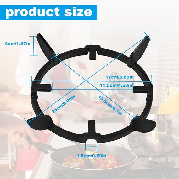 Wok Ring, Cast Iron Ring, Wok Stand for Gas Hob, Burner Pan Support, Universal Stove Rack Pan Support, Trivet Non-Slip Pot Stand for Kitchen Gas Hob Cooking Pot and Cookers [Energy Class A]