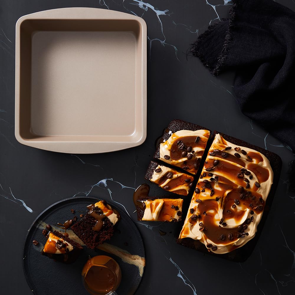Stanley Rogers Ceramabake Moule à gâteau carré en céramique antiadhésif sain 20 x 20 x 5 cm – Cuisson sans PFAS PTFE PFOS PFOA cadmium et plomb – Idéal pour les brownies, les gâteaux et la pâtisserie