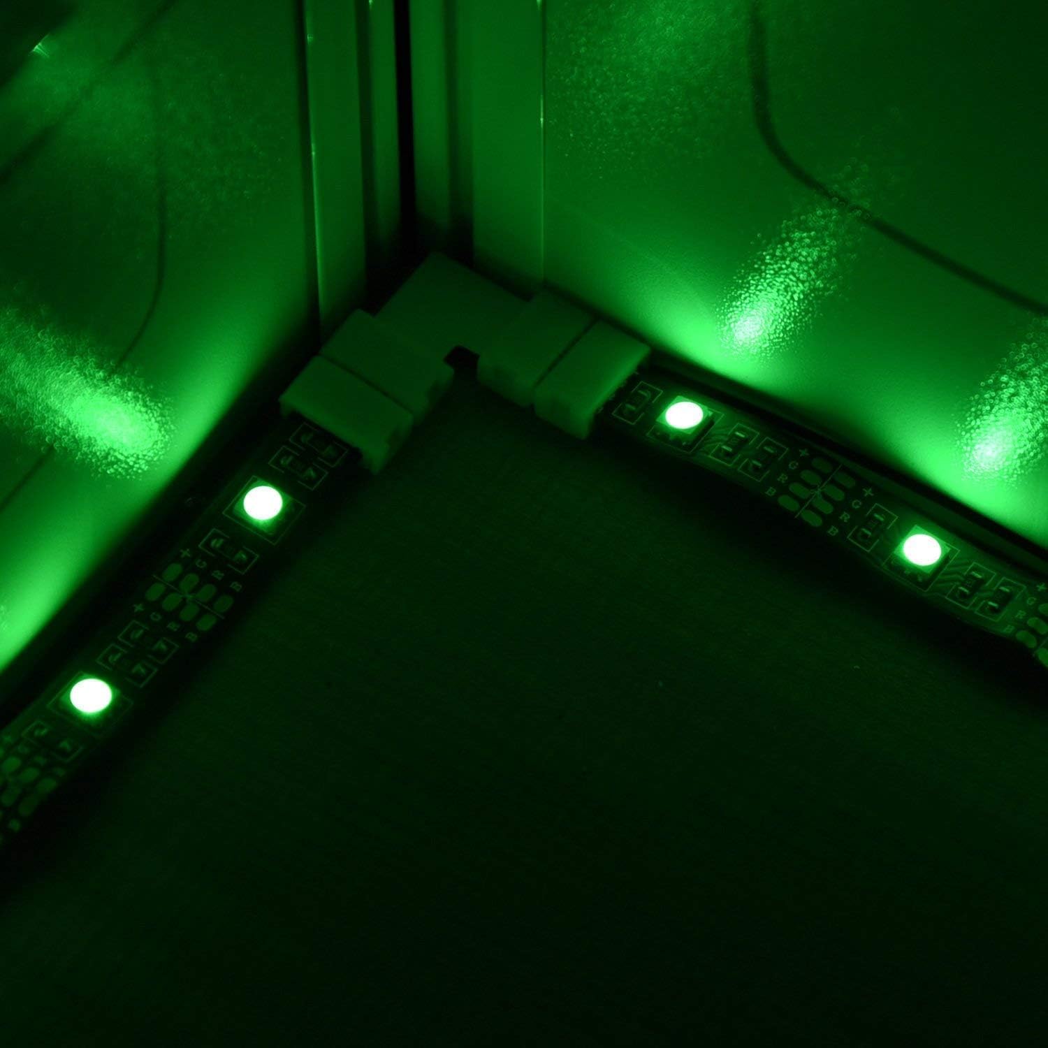 JACKYLED 10-Pack L Shape Connectors and 10-Pack T Shape Connectors, 10mm Wide 4 Pin Unwired Gapless Solderless RGB Connectors for 3528/5050 SMD RGB LED Strip Lights