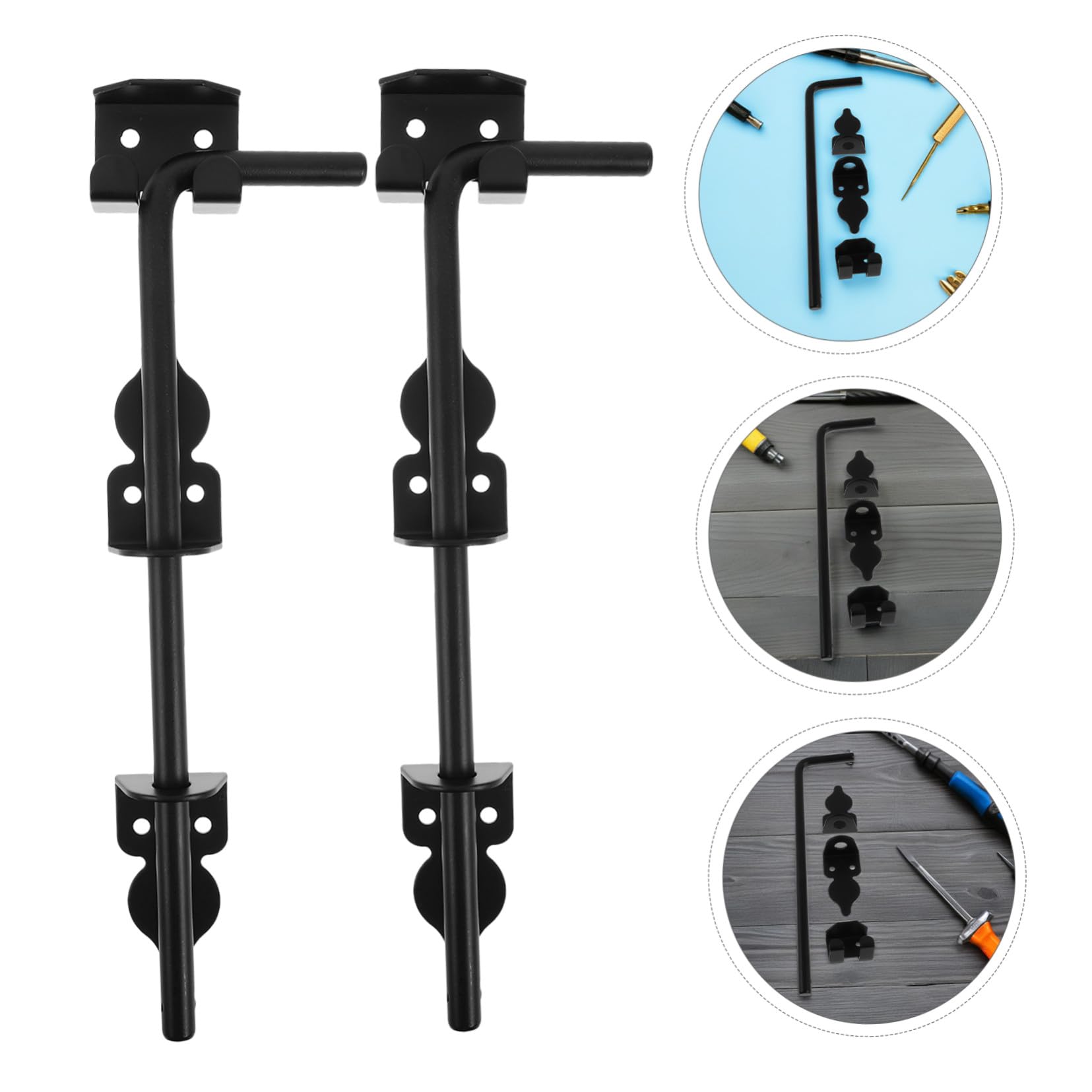 Boulon de Canne Robuste 12 Pouces pour Portail de Jardin Extérieur Noir