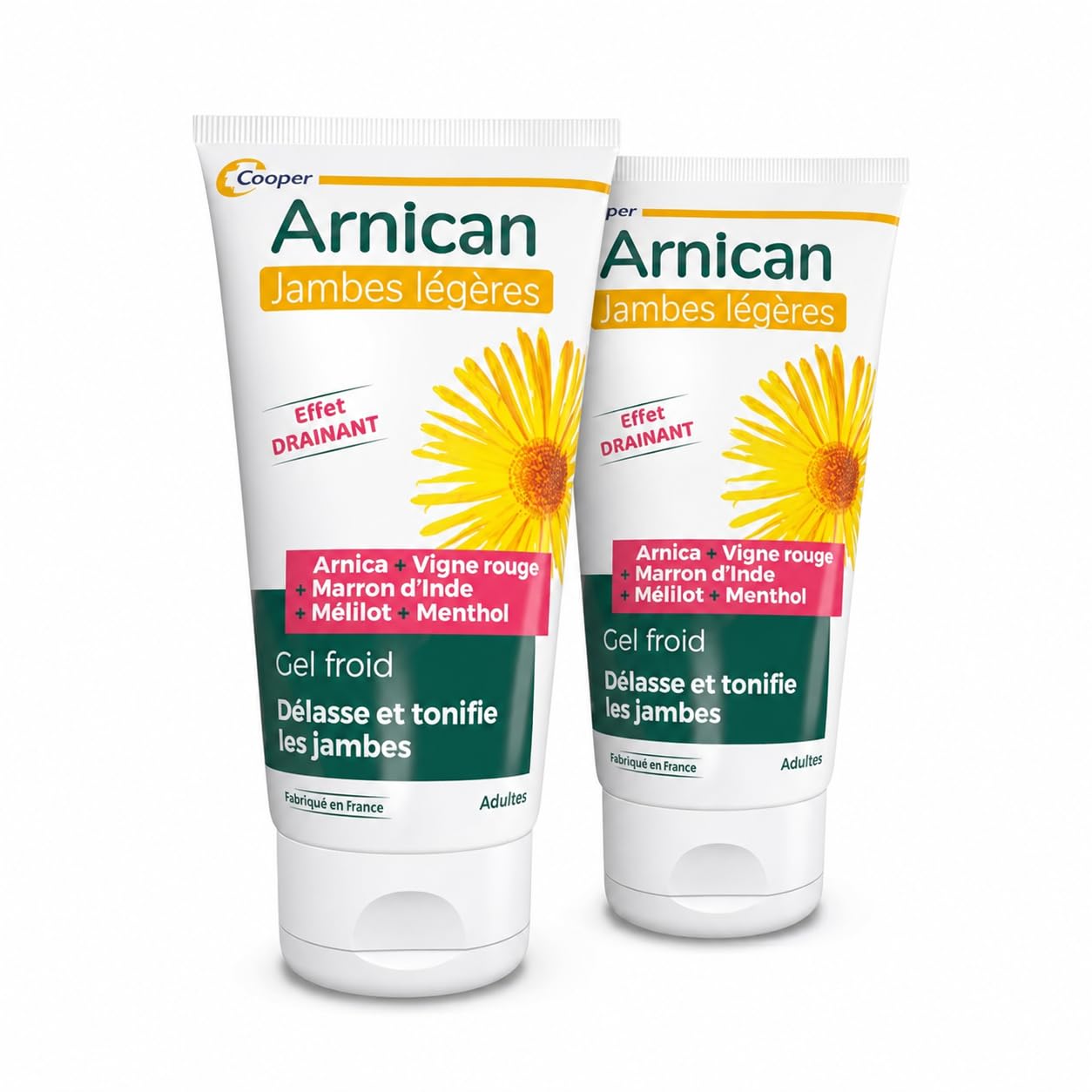 Cooper Arnican Jambes Légères Gel Froid – Lot de 2 Tubes – Gel Fraîcheur pour les Jambes – Avec Arnica, Vigne Rouge, Marron d’Inde, Mélilot et Menthol – Adultes