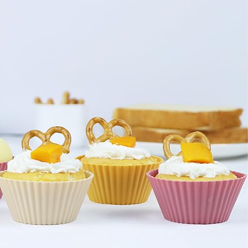 Miniatura 7 de SAWNZC Revestimientos de silicona para cupcakes, paquete de 24 moldes reutilizables para hornear muffins, moldes para pasteles de pastelería, 3