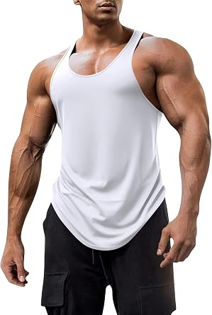 Mens Workout Tank Tops Fitness Bodybuilding Sleeveless Gym Muscle Stringer Shirts