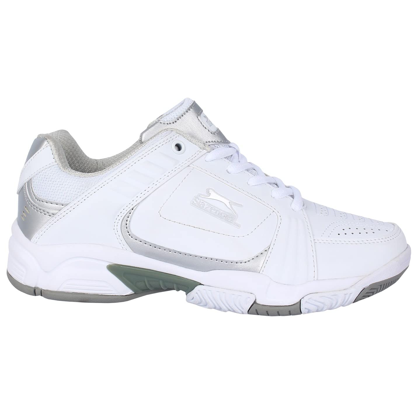 Slazenger Damskie buty tenisowe buty sportowe buty tenisowe sznurowane, biały - biały srebrny - 38 EU