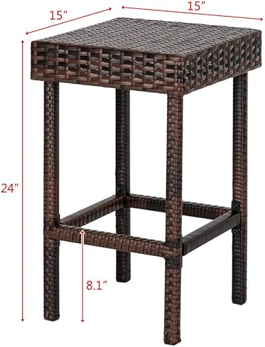 Miniatura 2 de Taburetes de bar al aire libre de 24.0 in de altura del asiento, taburetes de mimbre para patio, taburetes de mimbre para mostrador, silla alta,