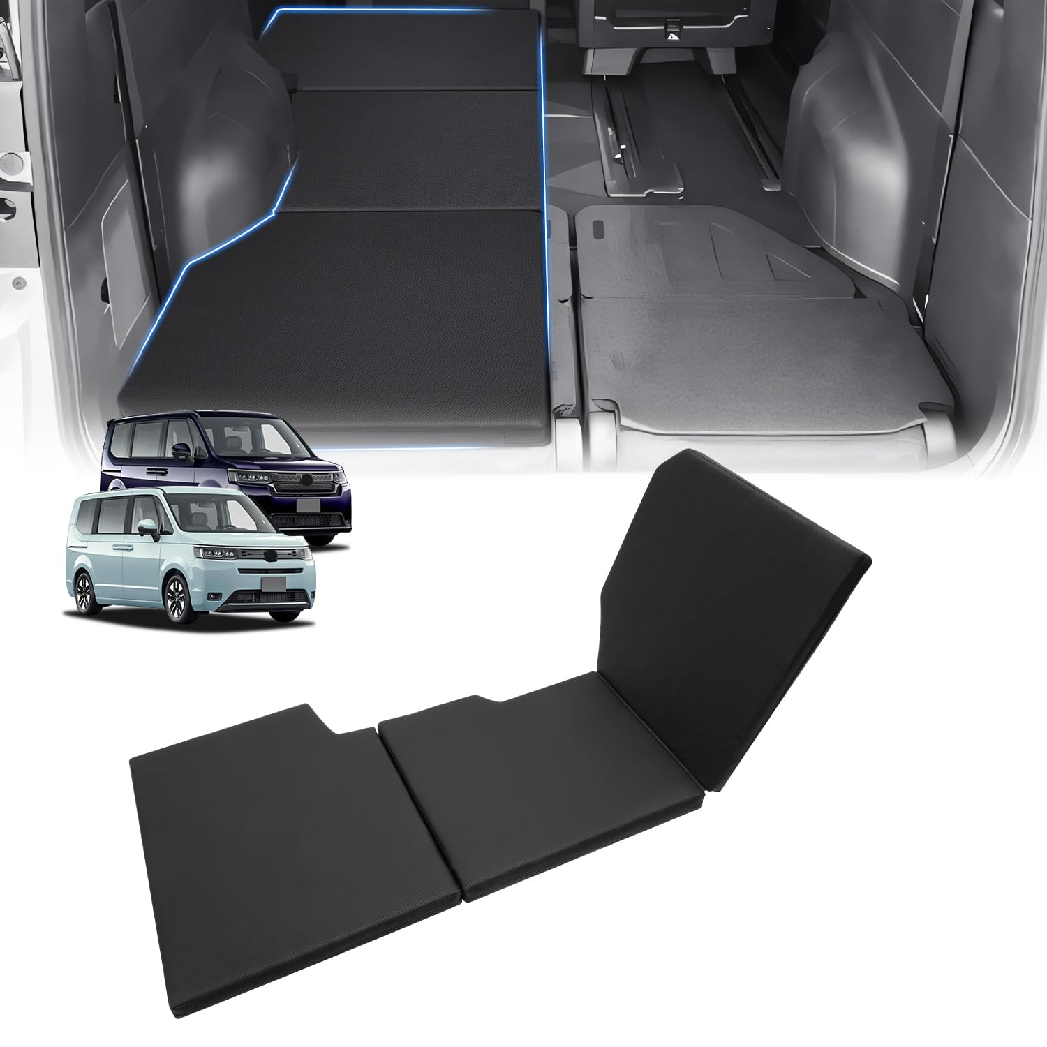 GIMUYA ホンダ 新型 ステップワゴン RP系 7人乗り 車中泊マット 折りたたみ式 ベッドキット 段差解消 快適睡眠 軽量 防水 RP6/RP7/RP8 2022年5月-現行 専用 設計 仮眠 防災 PVC+高密度ウレタン 助手席用 ブラック 1PCS