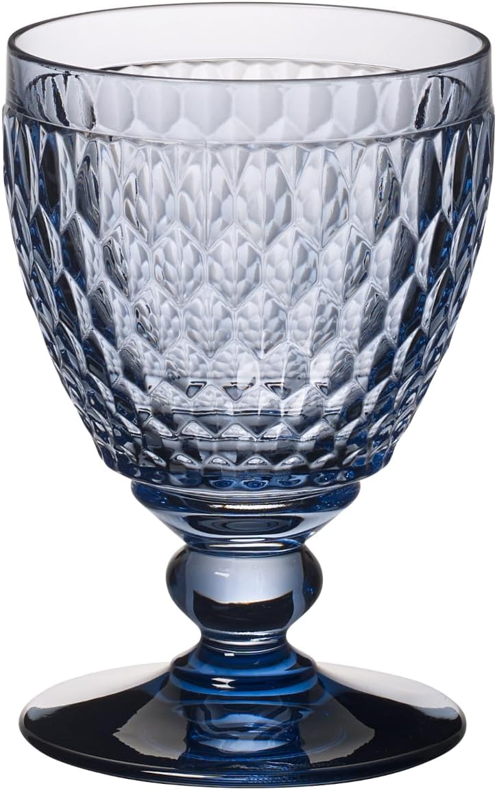 Villeroy & Boch Boston Colored Collection Water Goblet, Crystal Glass, 11.75 oz Capacity, Blue