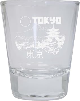 Tokyo Japan Souvenir 1.5 Ounce Engraved Shot Glass Round Clear Single Unit