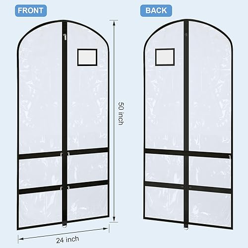 Miniatura 8 de 6 bolsas de ropa de PVC transparente de 24 x 50 pulgadas, bolsas para disfraces de baile, bolsa de competencia de baile con cremalleras de estante y