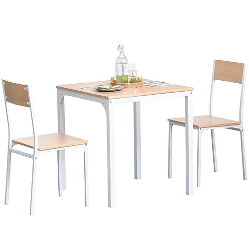 HOMCOM 3-Piece Wooden Square Dining Table Set with 1 Table