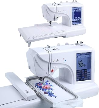 Automatic Sewing Machine with 4" x 9.2" Embroidery Area and LCD Touch Screen Electric Embroidery Machine 210 Built-in Letters and 30 Pattern Borders