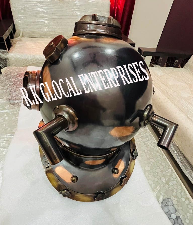 Miniatura 2 de Casco antiguo de buceo de latón marino de los Estados Unidos de tamaño completo Mark V Buceo de aguas profundas regalo