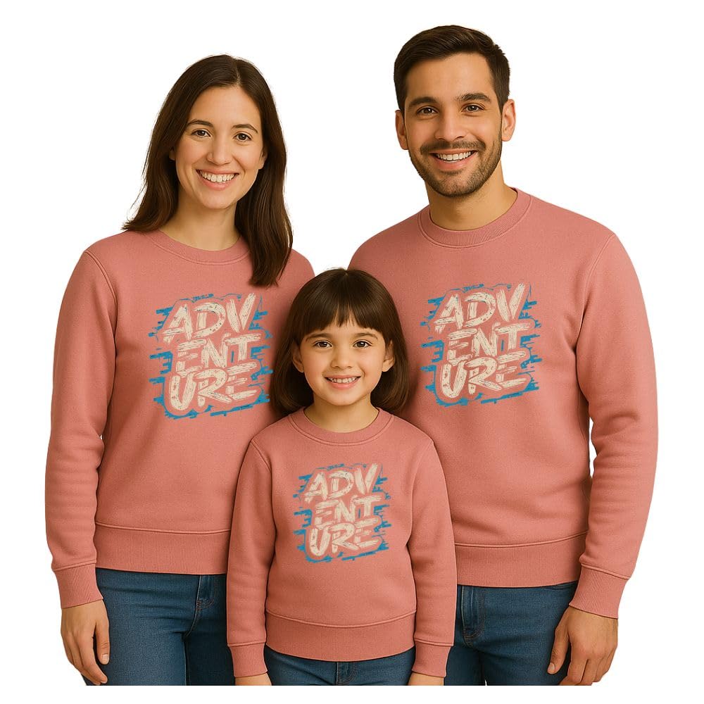 bouncy toonz Family Matching Sweatshirt Set – Adventure Theme Graphic Pullovers for Mom, Dad & Kids – Stylish Casual Outfits for Family Photos, Trips (Family-SS-Adventure)-picture-13