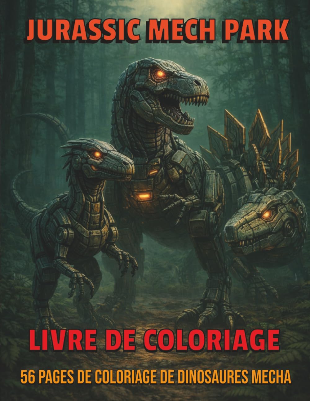 Jurassic Mech Park Livre de Coloriage: 56 Dinosaures Robots Futuristes à Colorier