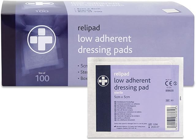 Relipad REL381 Low Adherent Dressing Pad, 5 cm W x 5 cm L (Pack of 100)