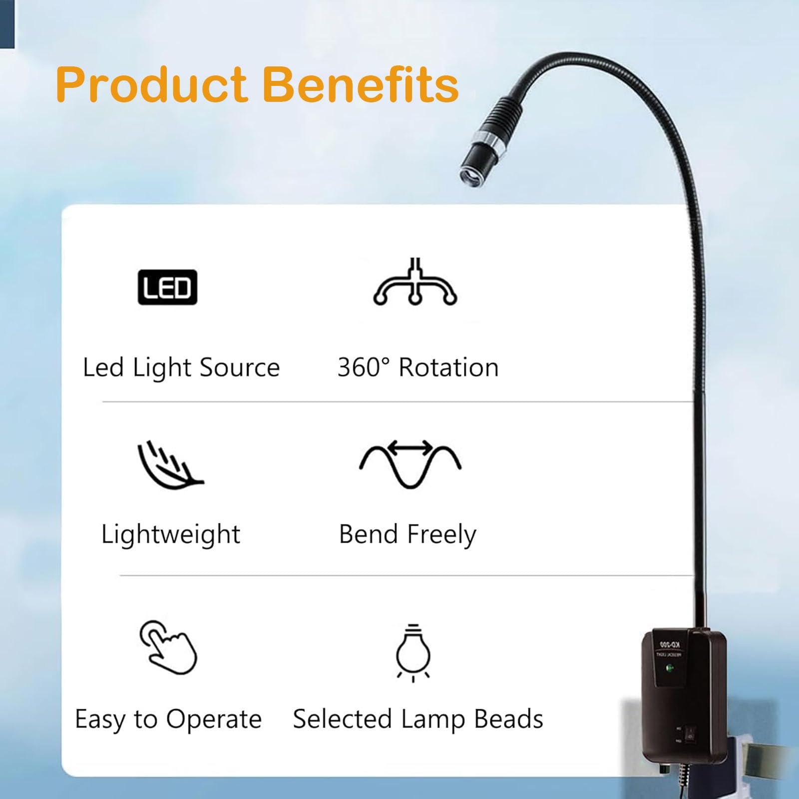 Luz De Examen Led De 5w, Lámpara De Luz Oral Dental, Lámpara De Examen De Cuello De Cisne, Lámpara De Luz Dental-Oral Led, Luz De Funcionamiento Médico