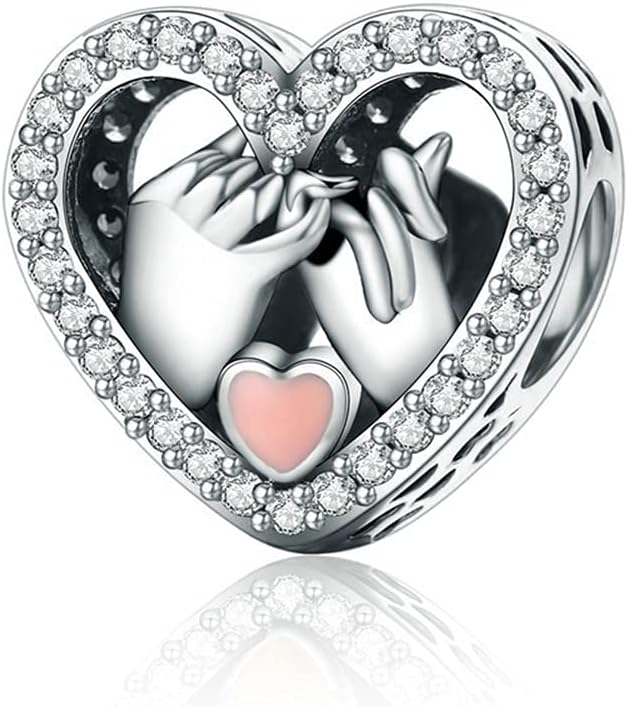 925 sterling silver Love pendant I love you dangle charm with shiny 5A zircon for women bracelet gifts to wife friends