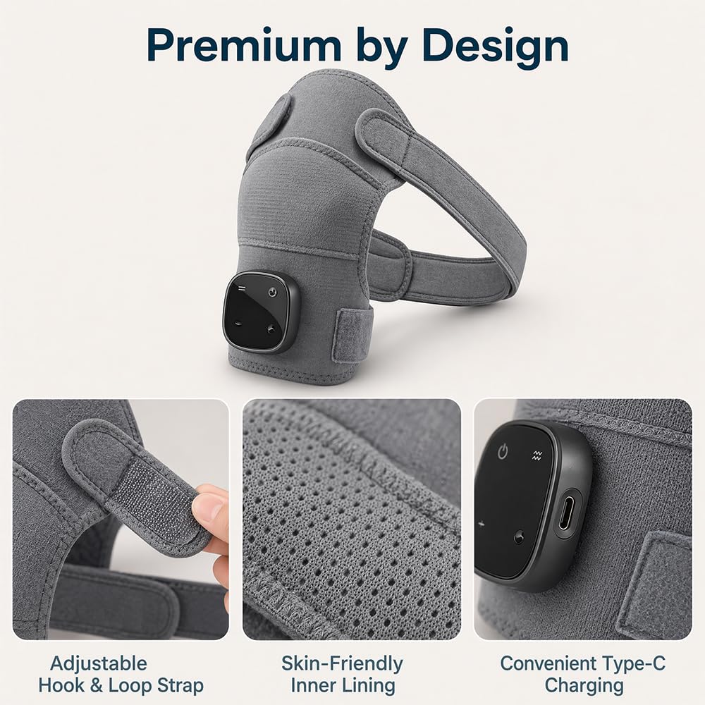 Masajeador Cervical, Masajeador de Cuello y Hombros, Masajeador de Hombros con 3 Ajustes Vibración y panel táctil LED, para Alivio Rápido del Dolor y Contracturas, en Casa y Oficina