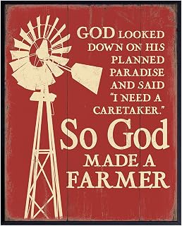 So God Made a Farmer Wall Decor Sign - 8x10 Farm Poster - Farm Wall Art Decor - Farmer Pictures - Country Kitchen Decoration for Living Room - Religious Christian Gifts - God Print - Paul Harvey