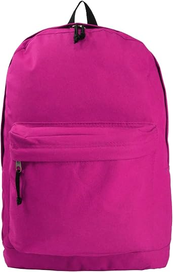 Classic Basic Backpack - 18 Inch Simple School Book Bag With Curved Shoulder Straps, Purple, Casual Daypack