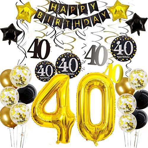 Hsthe Sea 40th Birthday Party Decorations for Men/Women, 40th Birthday Gifts, Party Supplies gifts, Happy Birthday Banner