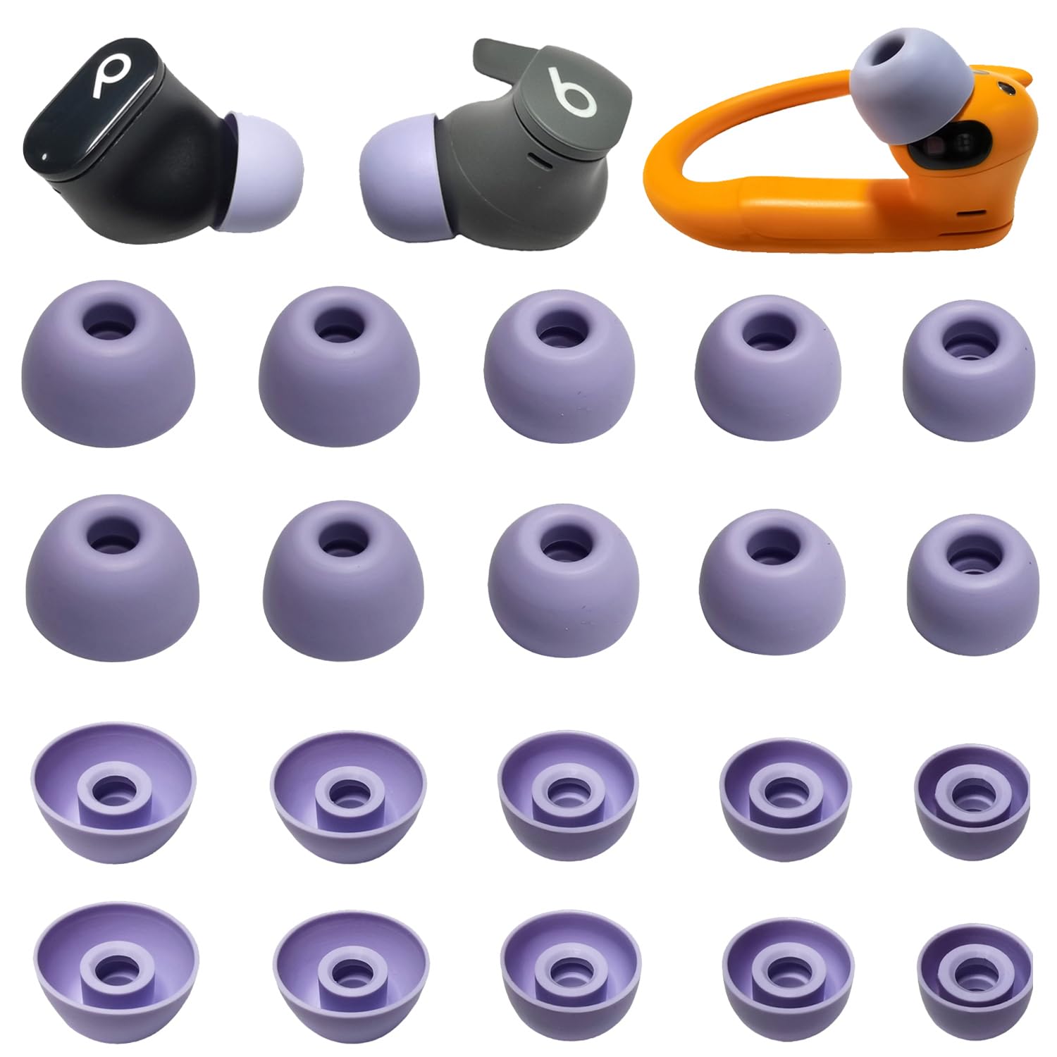 Replacement Ear Tips for Powerbeats Pro 2, Studio Buds, Fit Pro, Solo Buds | 10 Pairs, 5 Sizes XS/S/M/L/XL, Silicone Tips for Beats Earbuds, Soft Secure Fit Earbud Accessories, Purple