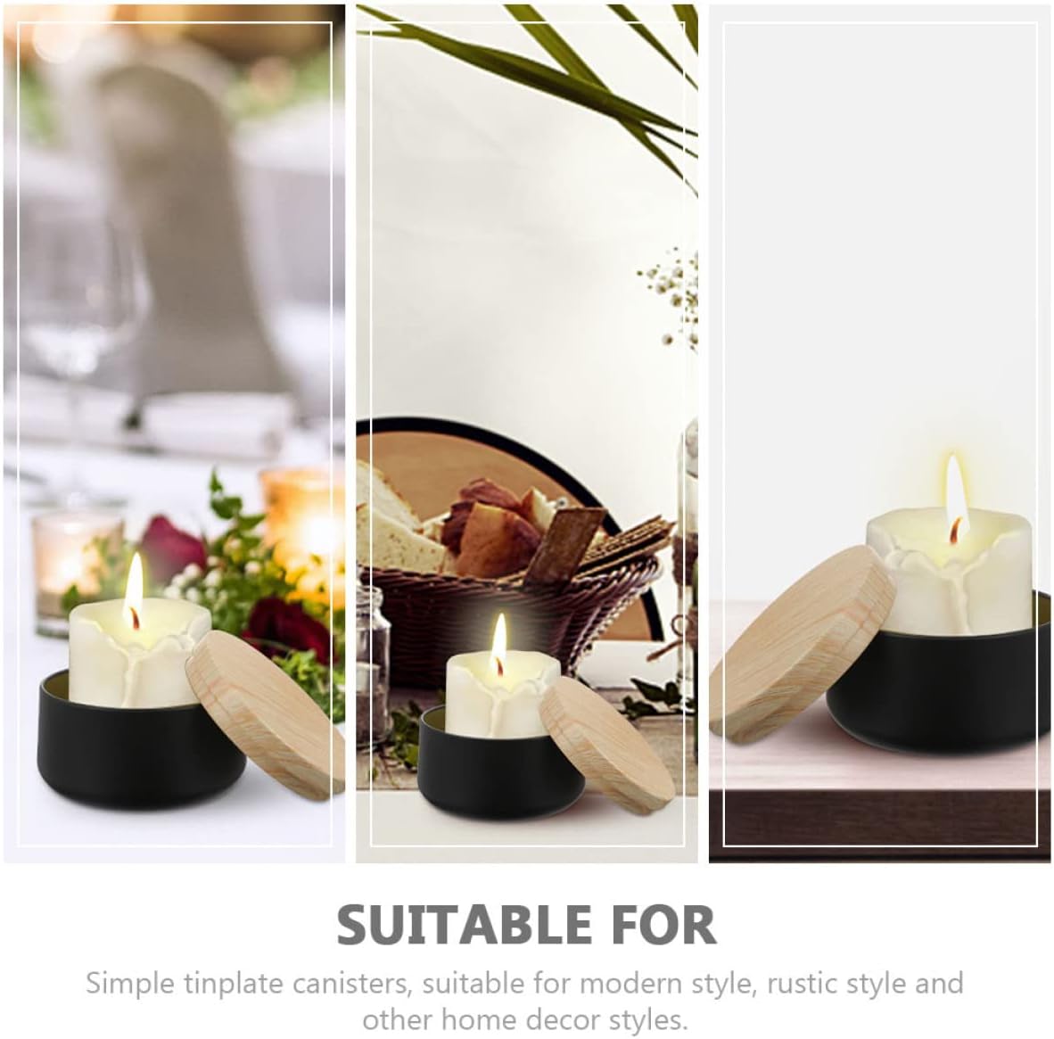 Hohopeti 8pcs Aromatherapy Candle Jar Tinplate Storage Containers Lids for Parties