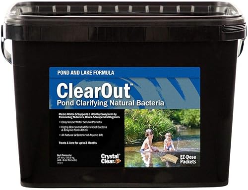 CrystalClear Clearout - Clarificador de estanque, limpia el agua y elimina el olor, natural y fácil de usar, paquetes de bacterias y enzimas, seguro