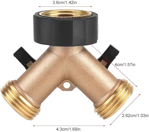 Miniatura 2 de zerodis Heavy Duty llave de jardín (latón, divisor de 2way manguera para llave, divisor de manguera 34" adaptador de conector para riego de jardín