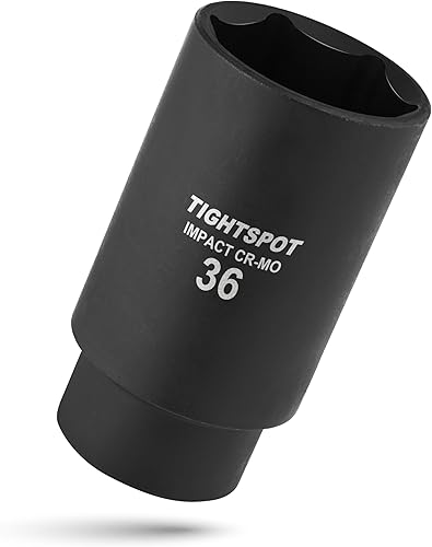 TIGHTSPOT 1/2 Pulgada de transmisión - Vaso de impacto profundo de 36 mm con diseño de 6 puntos anti-redondeo, acero CRMO tratado térmicamente,