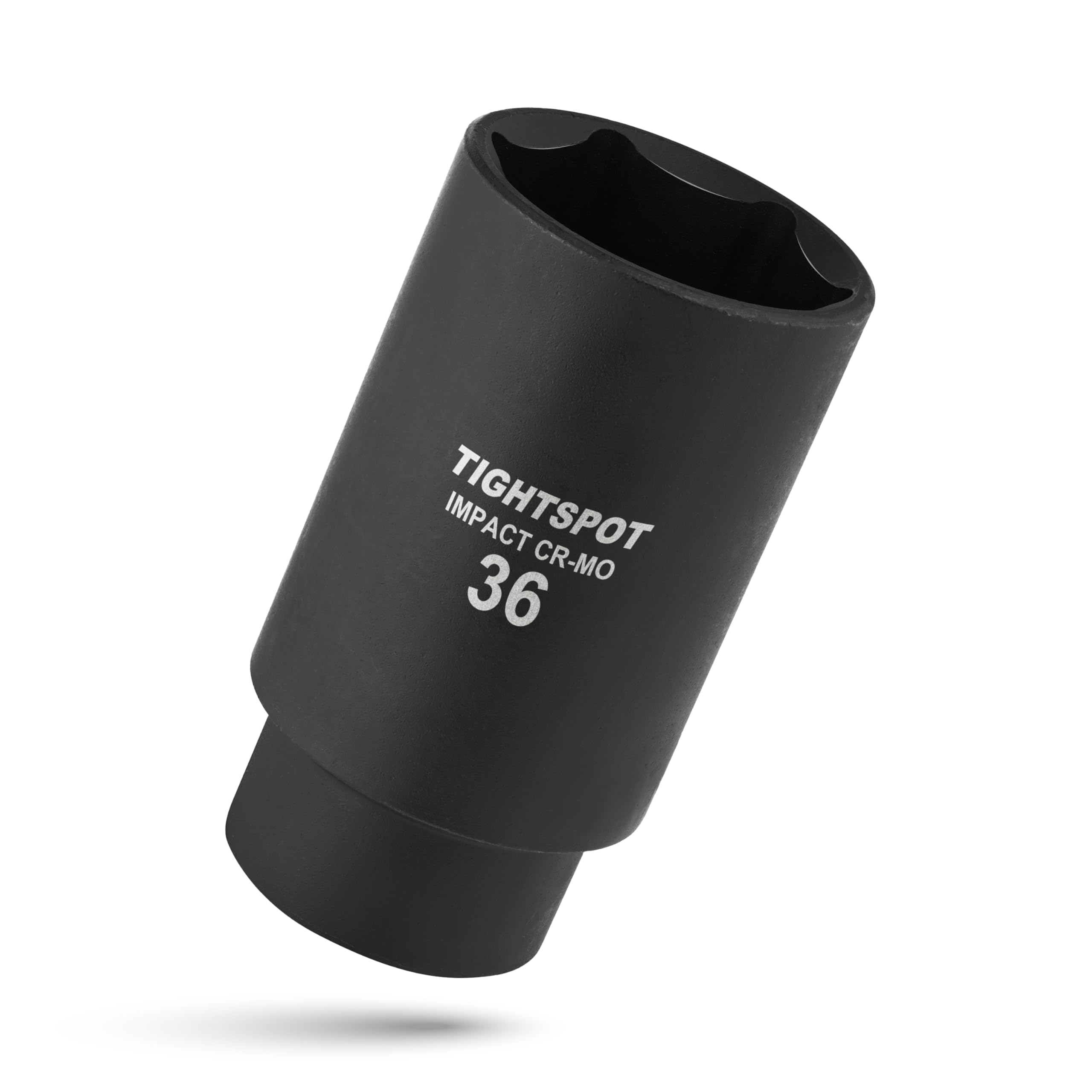 TIGHTSPOT 1/2 Inch Drive - 36 mm Deep Impact Socket with Anti-Rounding 6 Point Design, Heat-Treated CRMO Steel, Metric