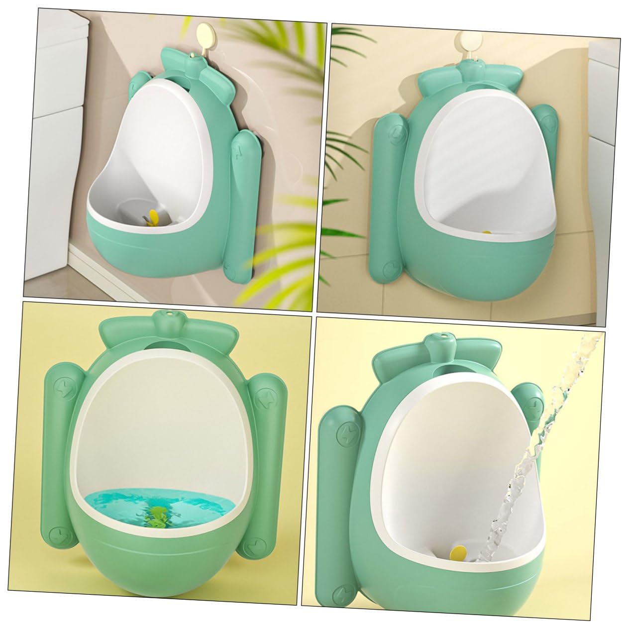 Urinal for Boys Potty Training Toilet with Wall-Mounted Design, Green Cartoon Airplane Potty, Portable Boy’s Training Urinal for Home and Bathroom Use