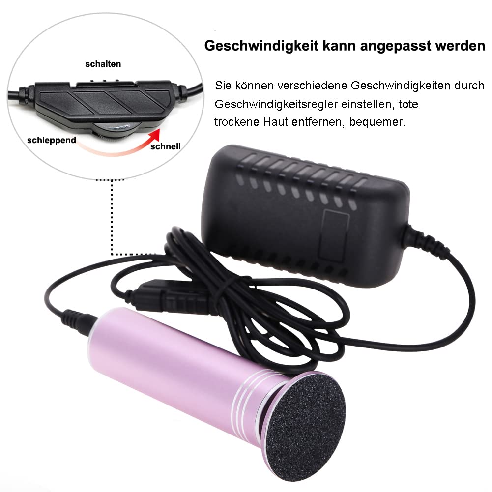 Removedor de callos eléctrico de velocidad ajustable, lima de pedicura profesional para pies con limas de pies intercambiables para pieles muertas y duras y agrietadas, con 60 almohadillas de lijado