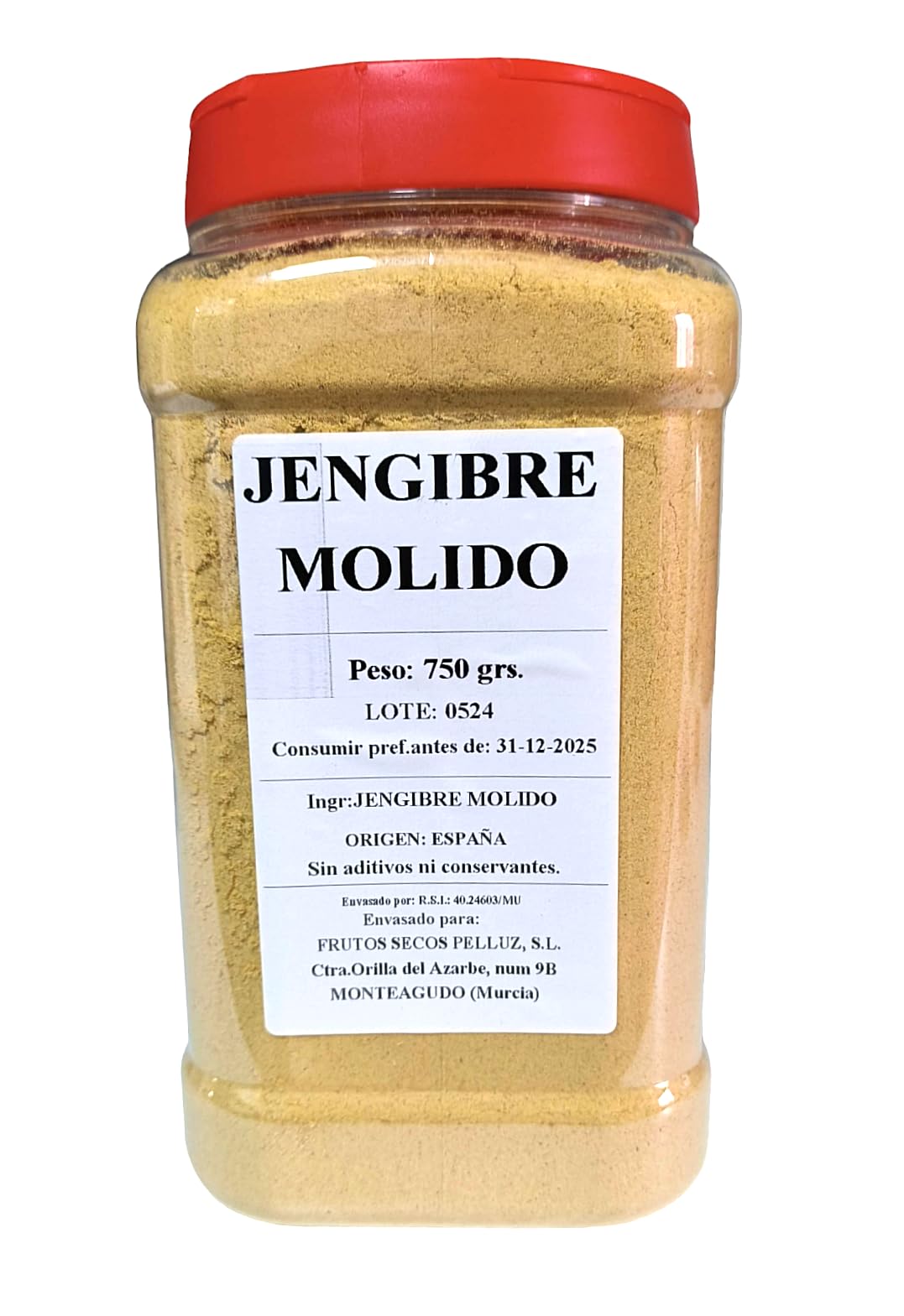 Jengibre en polvo 750 gr - sin aditivos ni conservantes - pelluz