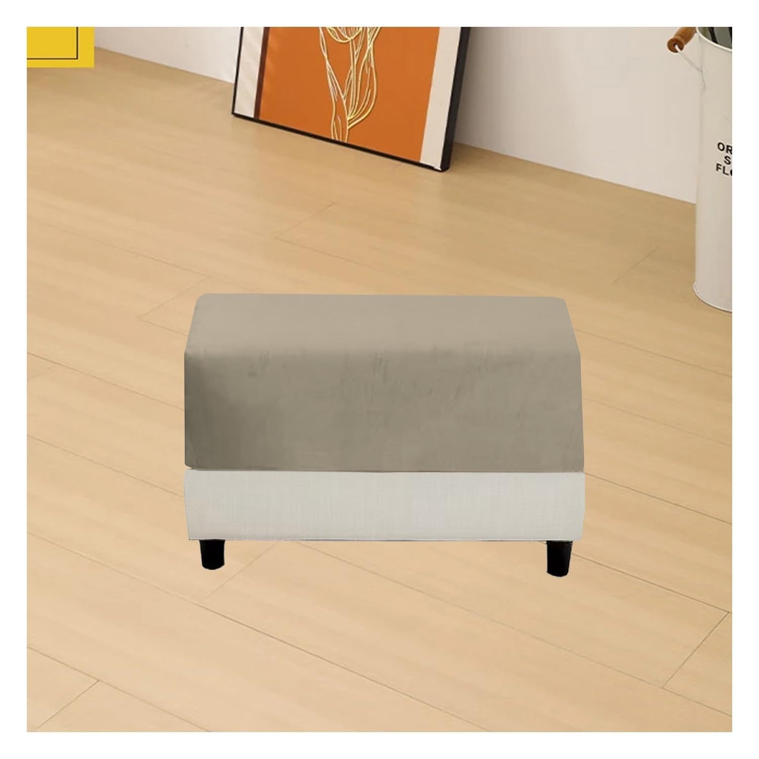 ILiemao Super Stretch Soft Fit Ottoman Cover Slipcover Square/Rectangular for Foot Stool 20x27in/50x68cm 18x22in/45x55cm Furniture for Living Room with Elastic Bottom，Washable(G15,65-90 cm/26-35 in)