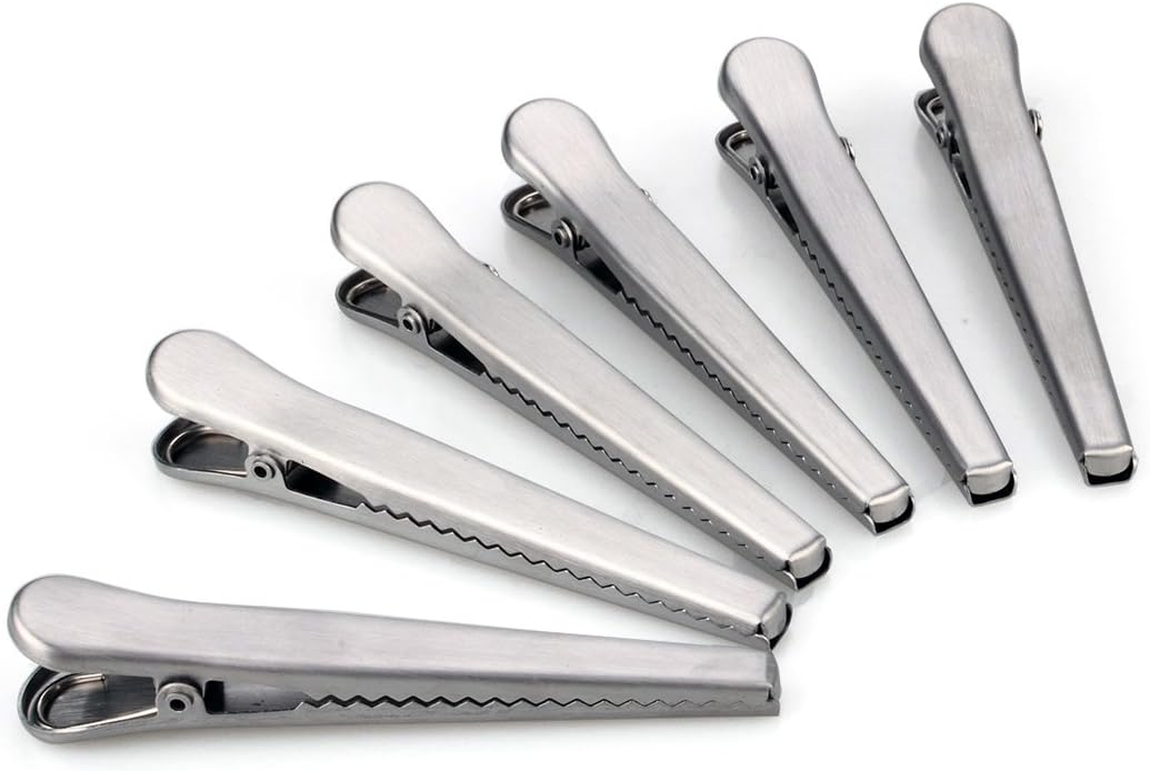 Flammi Set of 6 Bag Clips Stainless Steel Air Tight Sealing Clips