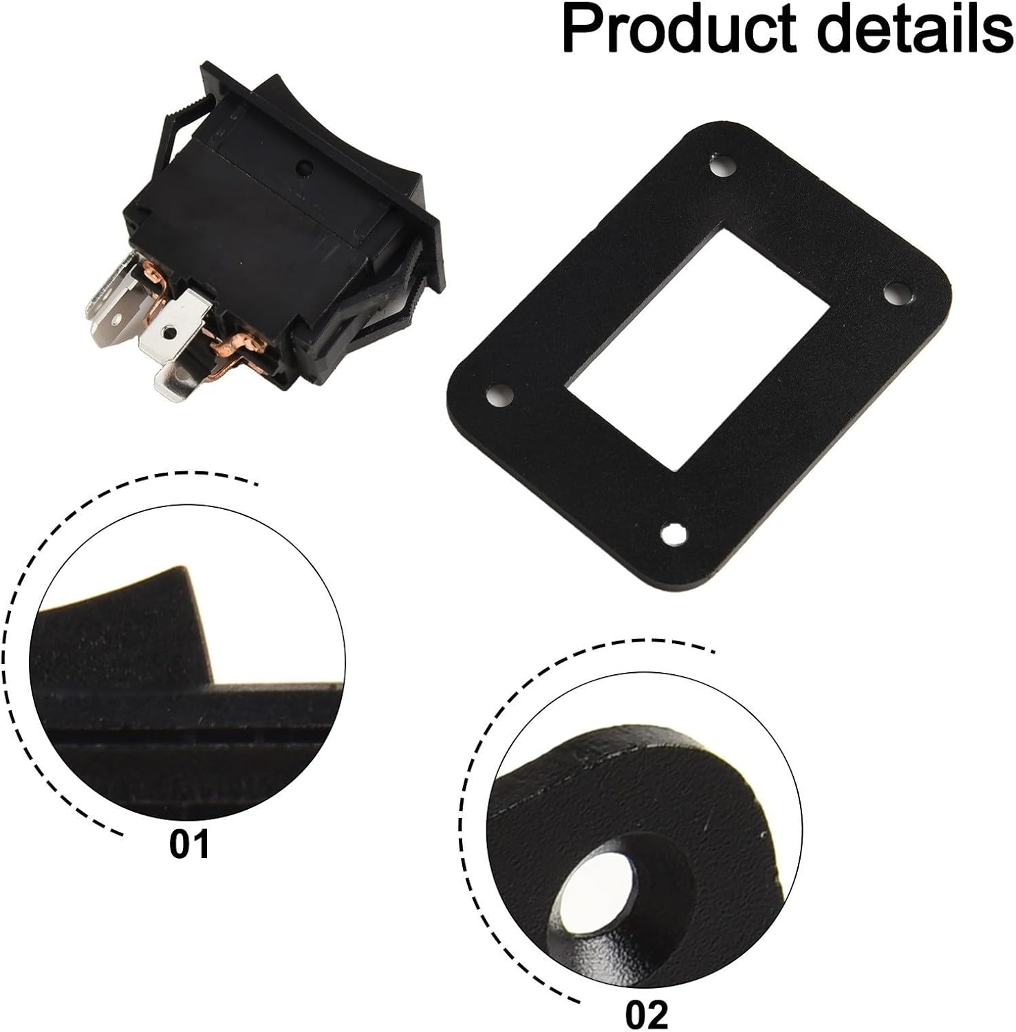 DPDT Rocker Switch 4-Pin On-Off-On Polarity Reversal Switch for RV Stabilizer Jack Trailer Power Tongue Fifth Wheel Jack Dual Reset Forward Reverse Function Black（A）