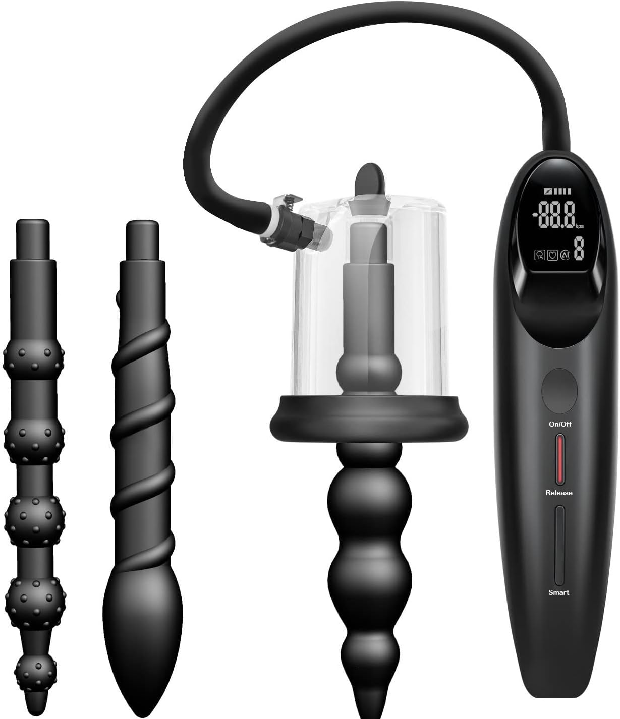 Anal Pump, Anal Expander, Anal Vacuum Training with Threaded Butt Plugs, Male Prostate Massage, Vagina Stimulator, Adult Sex Toys for Men or Women (Large)