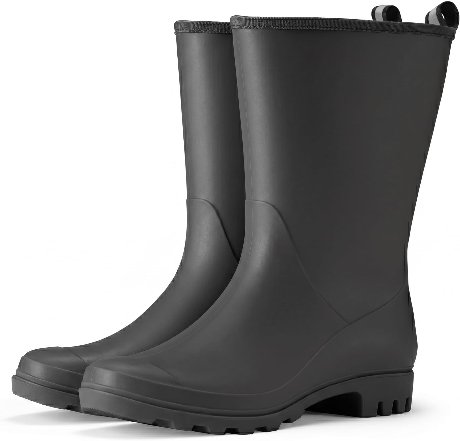 Women Rubber Boots Wide Calf Rain Boots Matte Surface Waterproof PVC Rubber Rain Boot Mid Height Rain Shoes for Outdoor Gardening Work Walking