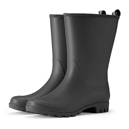 HISEA Women Rubber Boots Wide Calf Rain Boots | Seamless Matte Surface Waterproof PVC Rubber Rain Shoes for Farm Barn Garden Outdoor Work