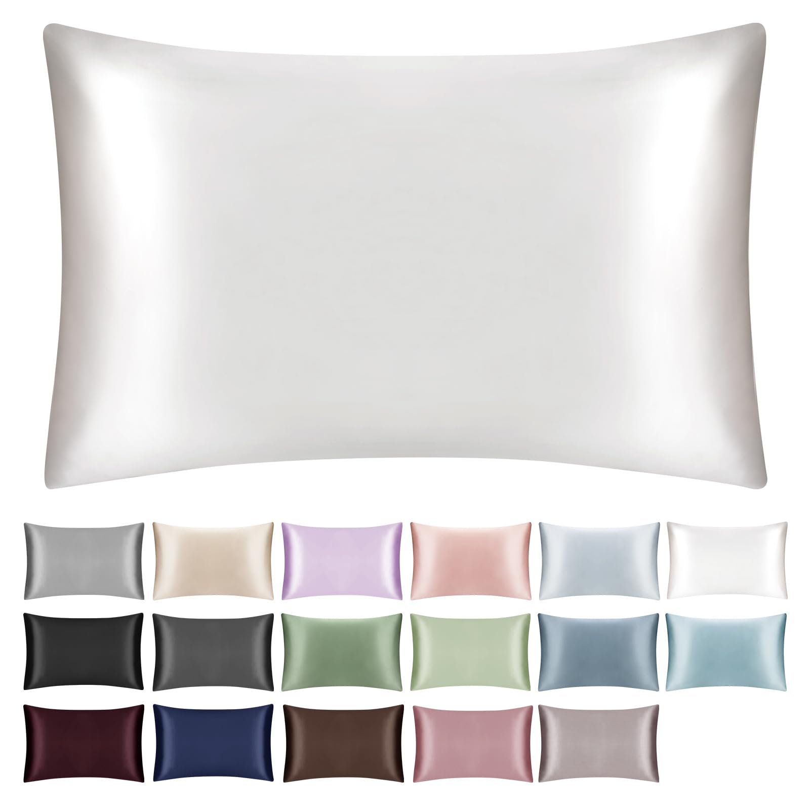 SILKTALE 19 Momme 100% Mulberry Silk Pillowcase for Hair and Skin with Zip, 1 Piece, Ivory White, 40 x 80 cm โ image 1