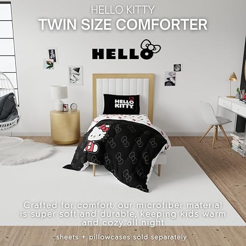 Miniatura 2 de Franco Collectibles Hello Kitty Bedding - Edredón reversible de microfibra súper suave y acogedor, tamaño individual, (producto oficial)