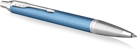 Parker IM penna a sfera | Azzurro e grigio premium con finiture cromate | Punta media con ricarica di inchiostro blu | Confezione regalo